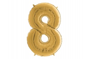 Arany 8-as héliumos fólia lufi, 65 cm