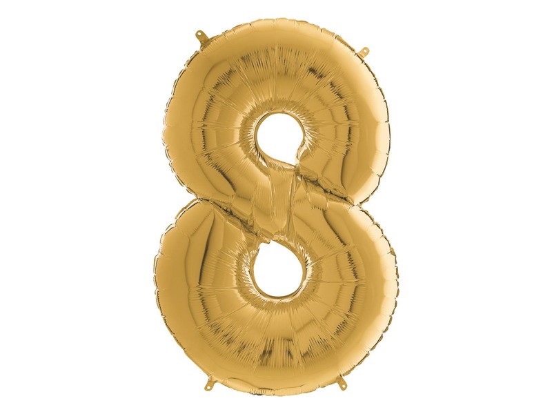 Arany 8-as héliumos fólia lufi, 65 cm