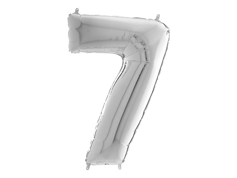 Ezüst 7-es héliumos fólia lufi, 65 cm