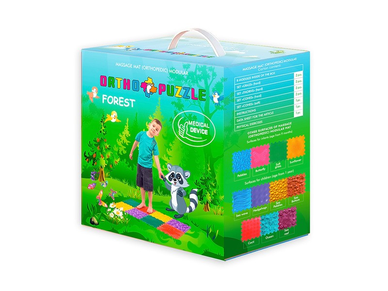 Ortho Puzzle ortopéd masszázs szőnyeg – Erdő minta
