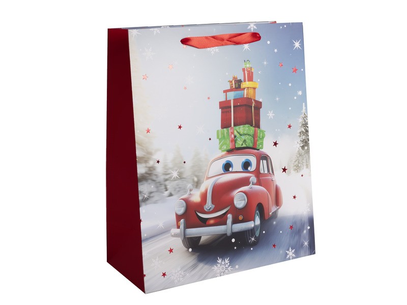 Piros papírtasak autómintával 18x23 cm