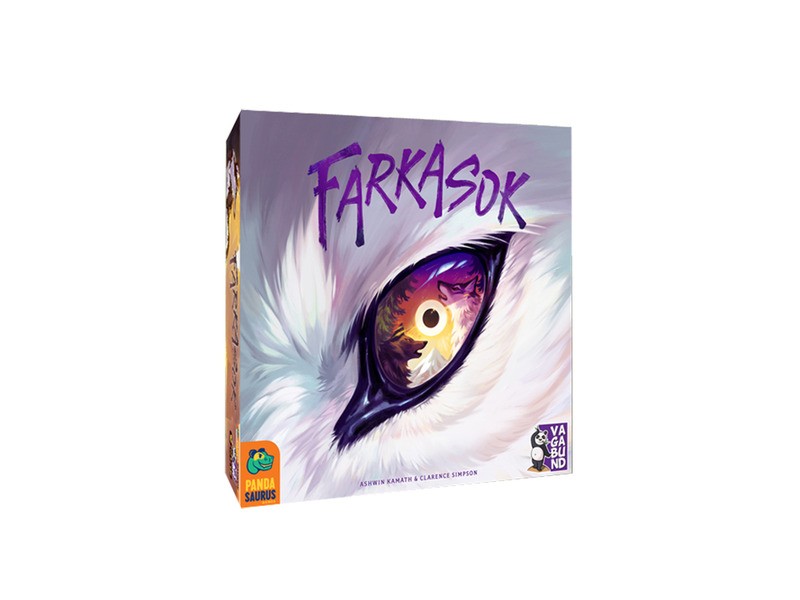 Farkasok társasjáték doboz és játékelemek