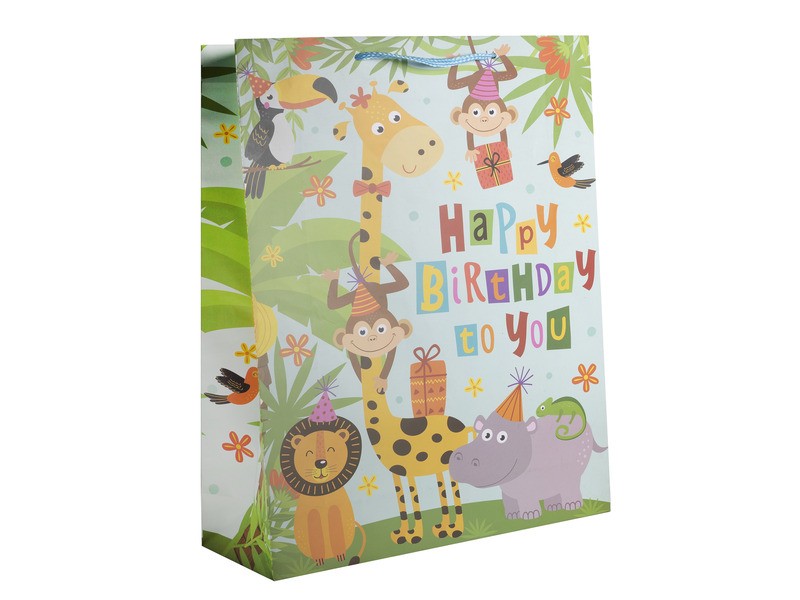 Szülinapos állatos papírtasak 18x23 cm