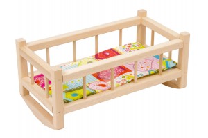 Kis fa bababölcső mintás matraccal 38x20x17 cm