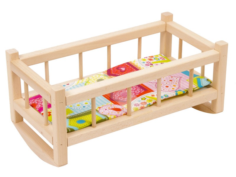 Kis fa bababölcső mintás matraccal 38x20x17 cm