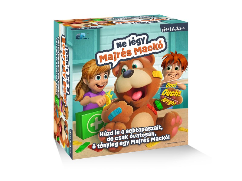 Majrés Mackó társasjáték doboz – sebtapaszos mackó