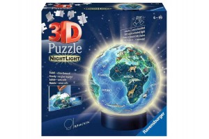 Világító 3D földgömb puzzle (72 db)