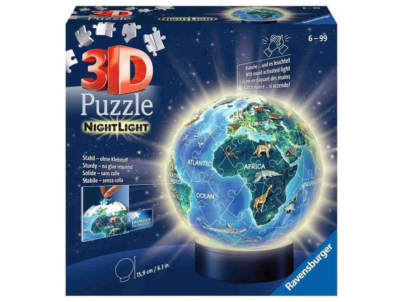 Világító 3D földgömb puzzle (72 db)