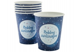 Kék Boldog szülinapot papírpohár 6 db, 250 ml