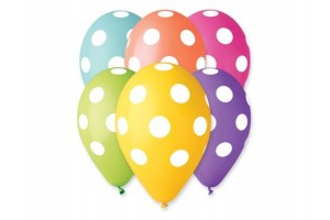 Pasztell pöttyös 30 cm gumi lufi – 10 db/cs