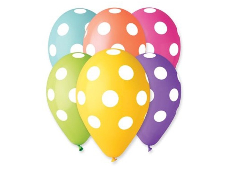 Pasztell pöttyös 30 cm gumi lufi – 10 db/cs