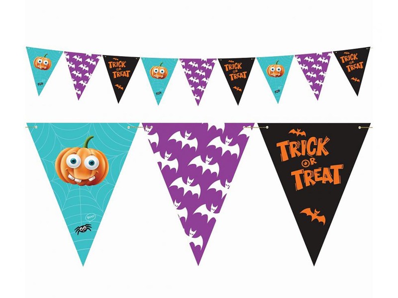 Trick or Treat papír zászlófüzér — 9 zászló, 250 cm