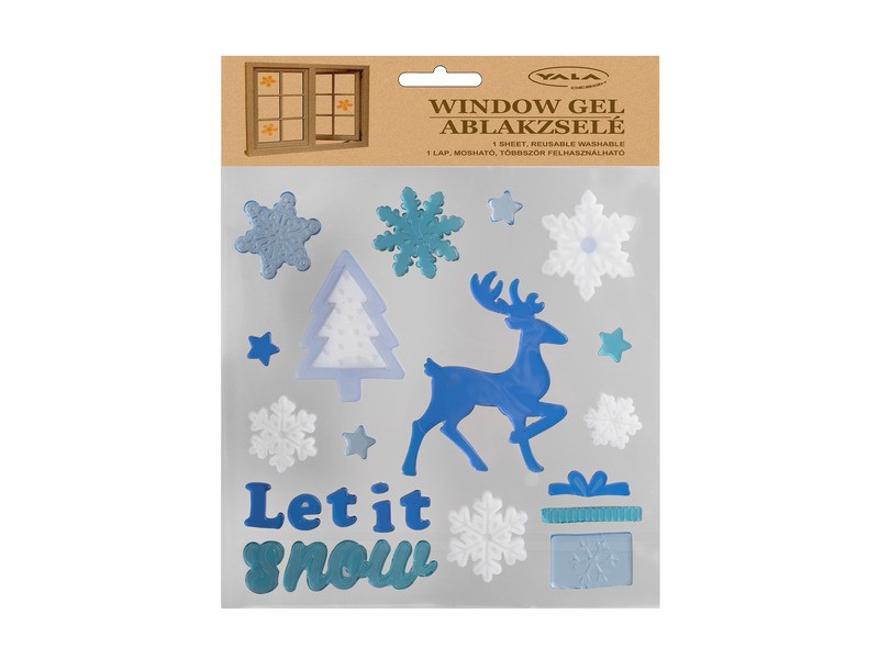 Kék-fehér rénszarvas ablakzselé