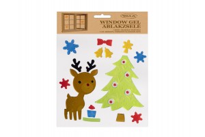 Ablakzselé: fenyőfa és rénszarvas díszek