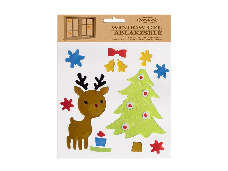 Ablakzselé: fenyőfa és rénszarvas díszek