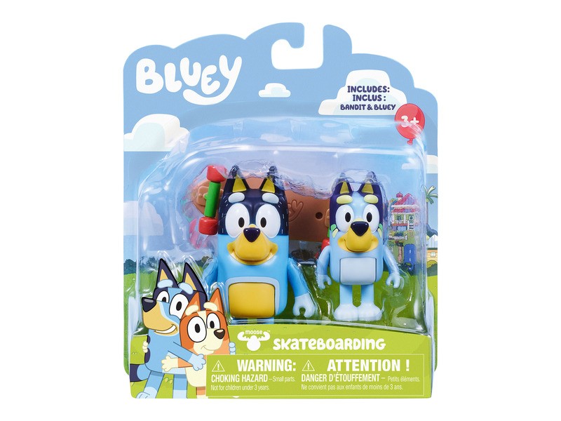 Bluey és Bandit dupla figura gördeszkával