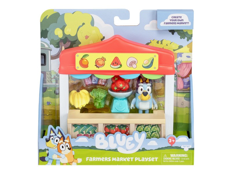 Bluey Mini Termelői Piac játékszett - doboz tartalma