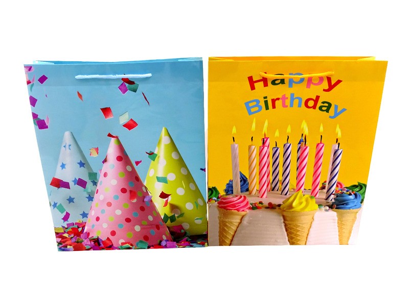 Szülinapos papírtasak, elegáns ajándéktasak