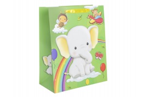 Papírtasak elefánt szivárvánnyal 18x23 cm
