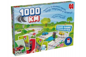 1000 KM társasjáték — doboz és kártyák