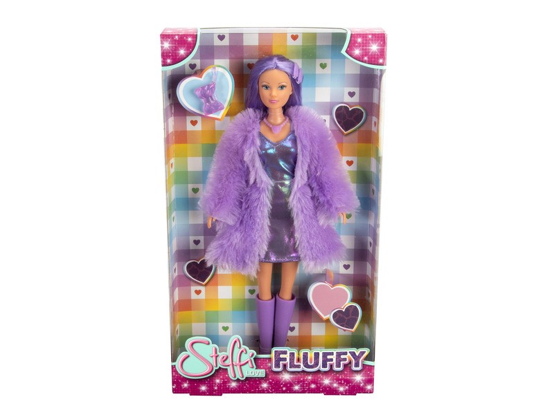 SL Fluffy — Steffi divatbaba lila ruhában és bundában