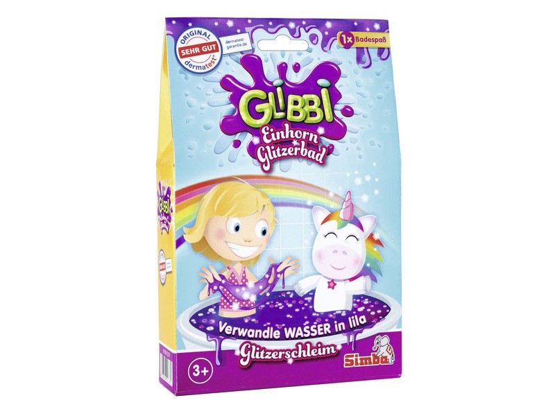 Glibbi Unicorn fürdőzselé 150g — csillogó lila slime