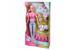 Steffi játékbaba aranyos kiskutyával