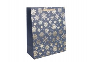 Papírtasak arany hópihékkel 18×23 cm