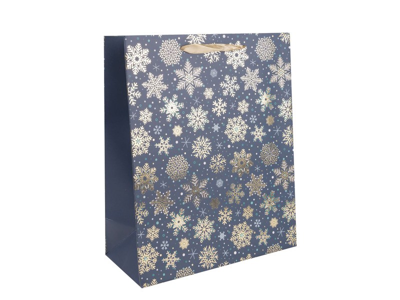 Papírtasak arany hópihékkel 18×23 cm