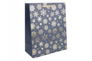 Papírtasak arany hópihékkel 26x32 cm