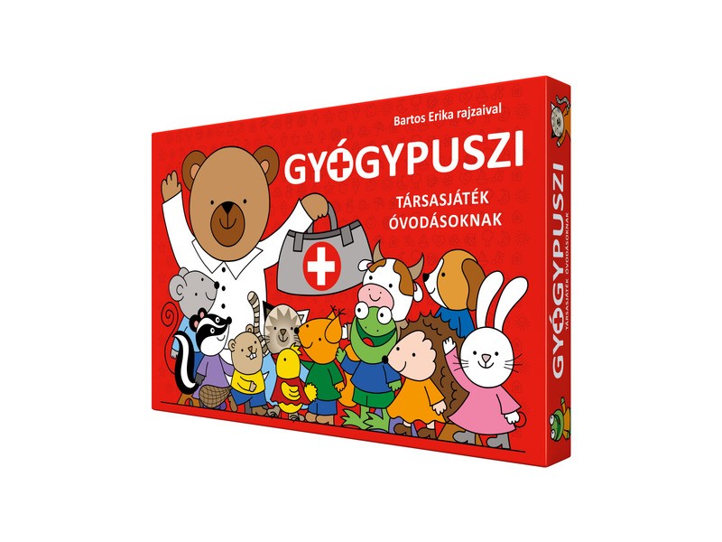 Gyógypuszi társasjáték - doboz és játékelemek