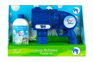 Frublu bubilövő játék tartállyal és folyadékkal