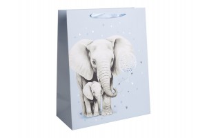Papírtasak elefánt mintával 26x32 cm