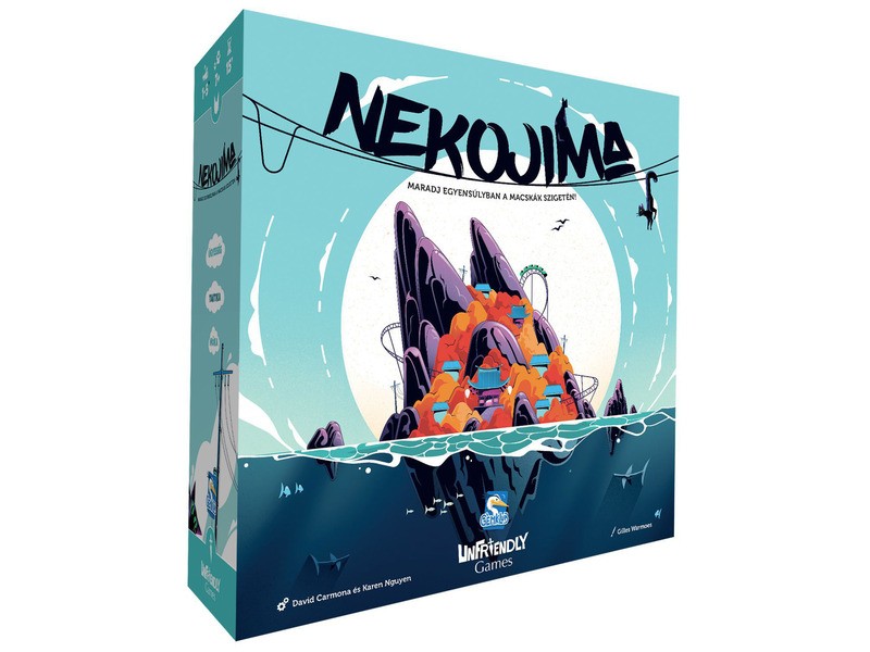 Nekojima társasjáték doboza és figurák