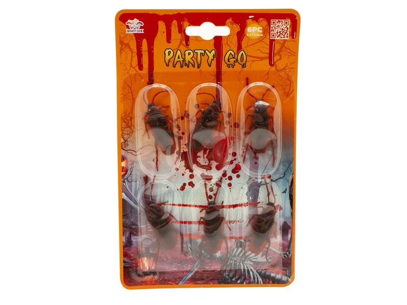 Halloween csótány 6 db - műanyag dekoráció