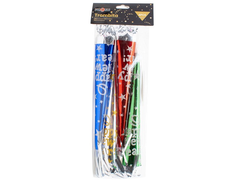 Trombita 28 cm, 4 db – színes partisípek