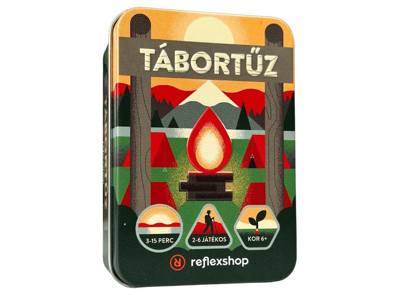 Tábortűz társasjáték – doboz és kártyák