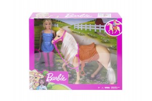 Barbie babával és hófehér lóval – lovas szett
