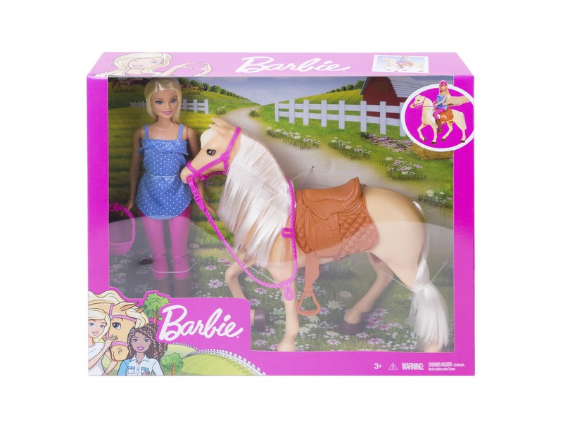 Barbie babával és hófehér lóval – lovas szett