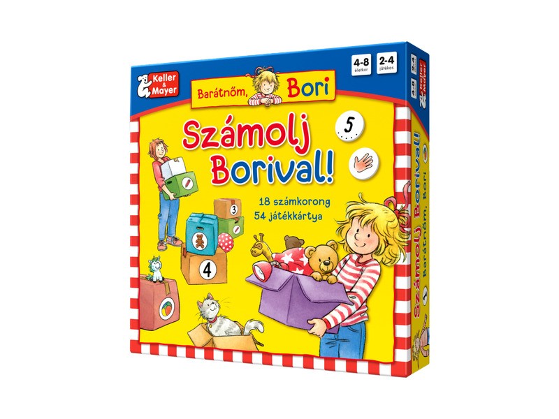 Számolj Borival társasjáték – doboz és játékelemek