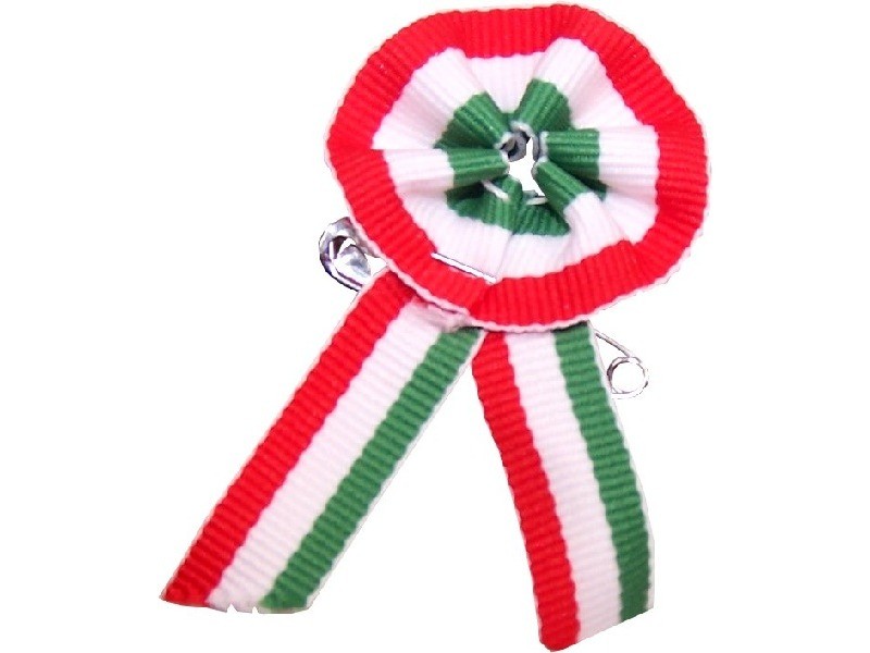 Piros-fehér-zöld kokárda több méretben, biztosítótűvel