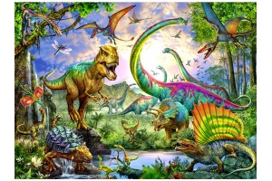 Dinoszaurusz 200 db XXL puzzle - élénk dinoszauruszok