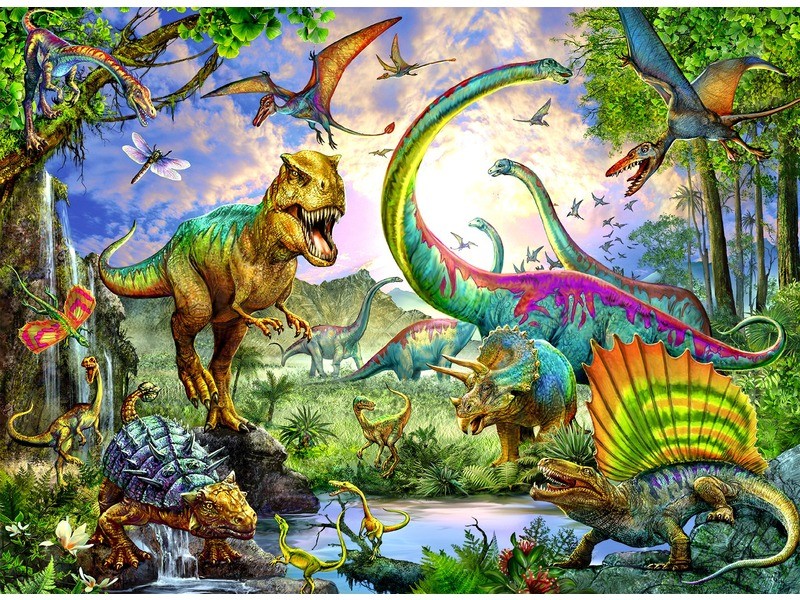 Dinoszaurusz 200 db XXL puzzle - élénk dinoszauruszok