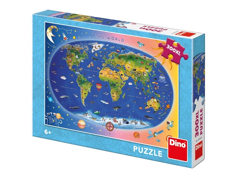 Dino Állatos világtérkép 300 db XL puzzle
