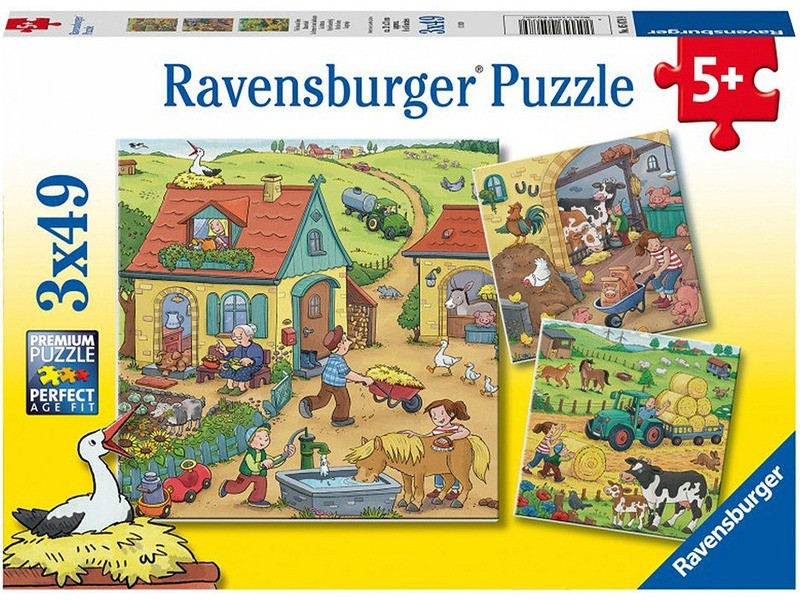 Ravensburger Élet a farmon 3x49 puzzle — 21×21 cm