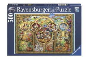 Puzzle 500 db - Disney család, elegáns keretes kép