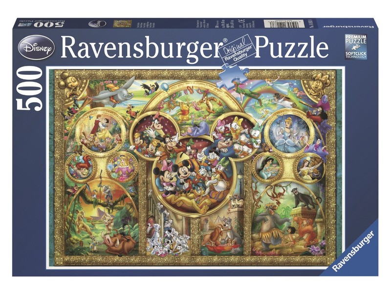 Puzzle 500 db - Disney család, elegáns keretes kép