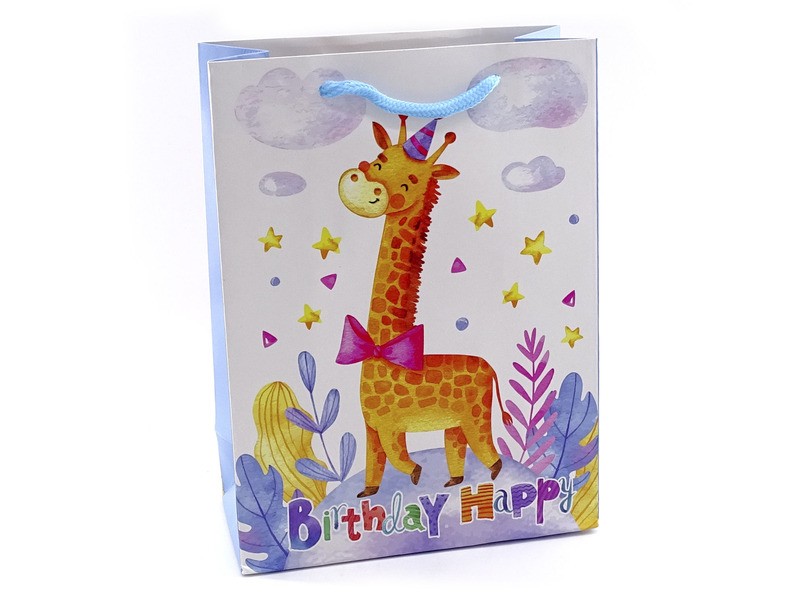 Szülinapos papírtasak 18x24x8,5 cm, zsinórfüles