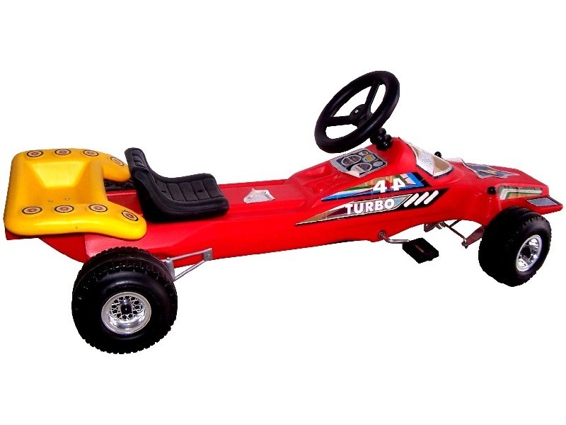 F1 lábbal hajtós fém gokart - piros