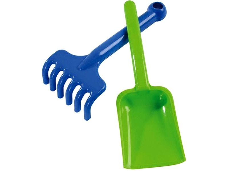 Kerti lapát vagy gereblye - közepes, színes műanyag